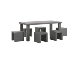 Conjunto De Refeição De Jardim Para 6 Pessoas Beliani Taranto De Cimento Com Fibra Cinzento 180x90x76
