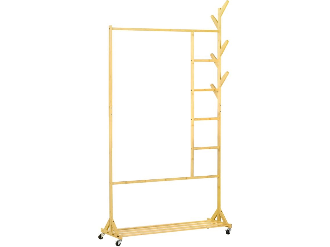 Suporte para Cabides Bambu Cor Cor de Madeira Natural 100x37x191 cm Homcom