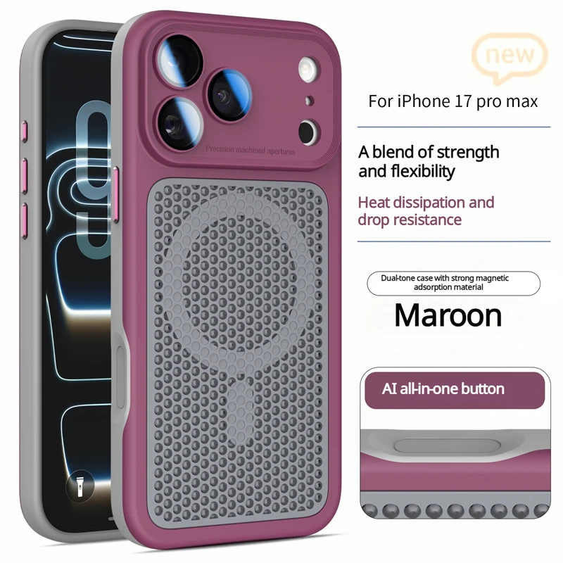 Capa Magnética Para Celular (winred Iphone 16 Pro) Com Proteção Para Lente E Sistema De Dissipação De Calor.