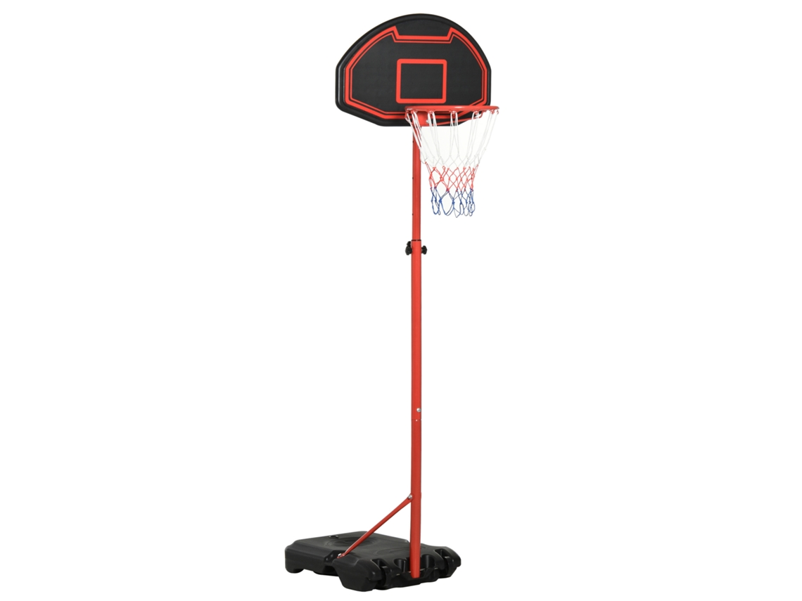 Cesta Basquete Portátil, Altura Ajustável+base Água/areia, Aço+náilon, 73x49x194-249cm Dgj