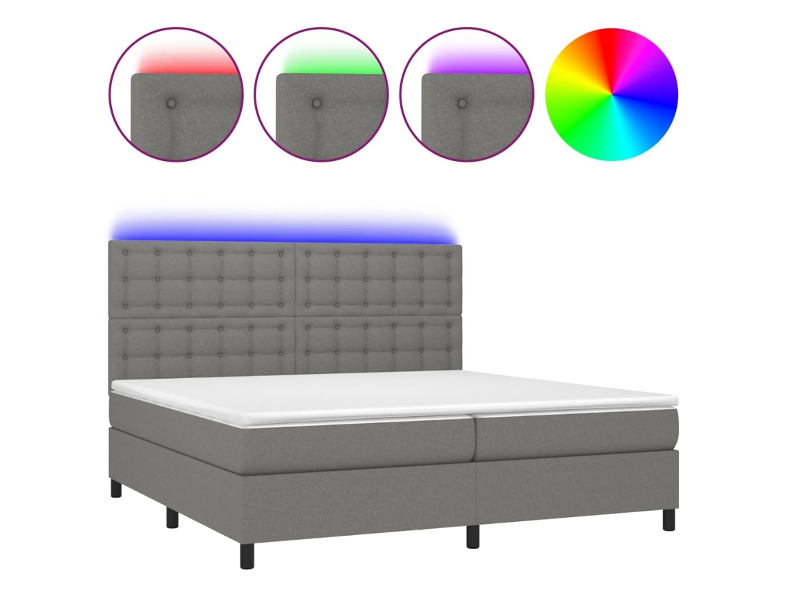 Box Spring Bed, Box Spring Beds Vidaxl Cinzeto Tecido (200 X 200 Cm)