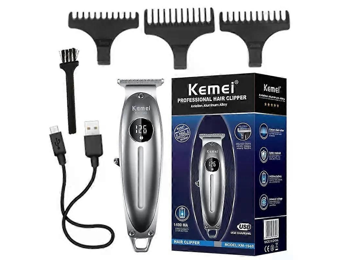 Máquina De Cortar Cabelo Profissional Original Totalmente Em Metal Para Homens, Recarregável Com Bateria De Lítio, Para Barba E Cabelo, Com Visor