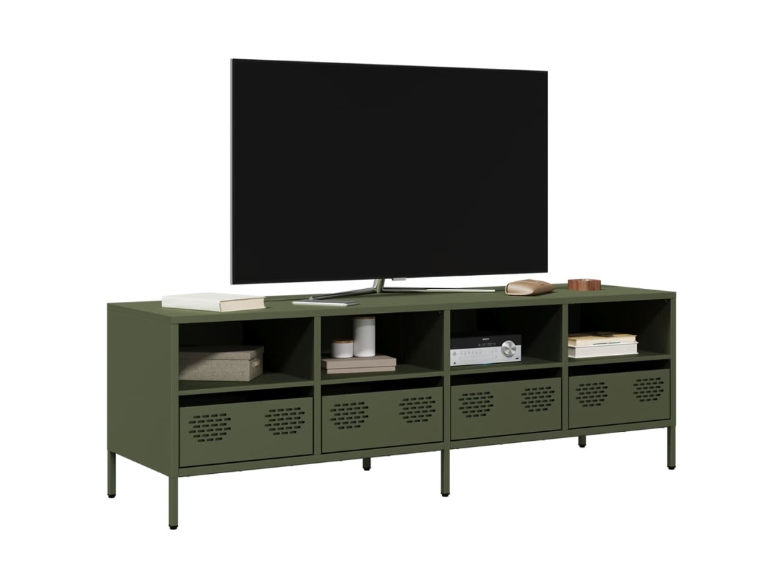 Vidaxl Móvel De Tv 135x39x43,5 Cm Aço Laminado A Frio Verde-azeitona