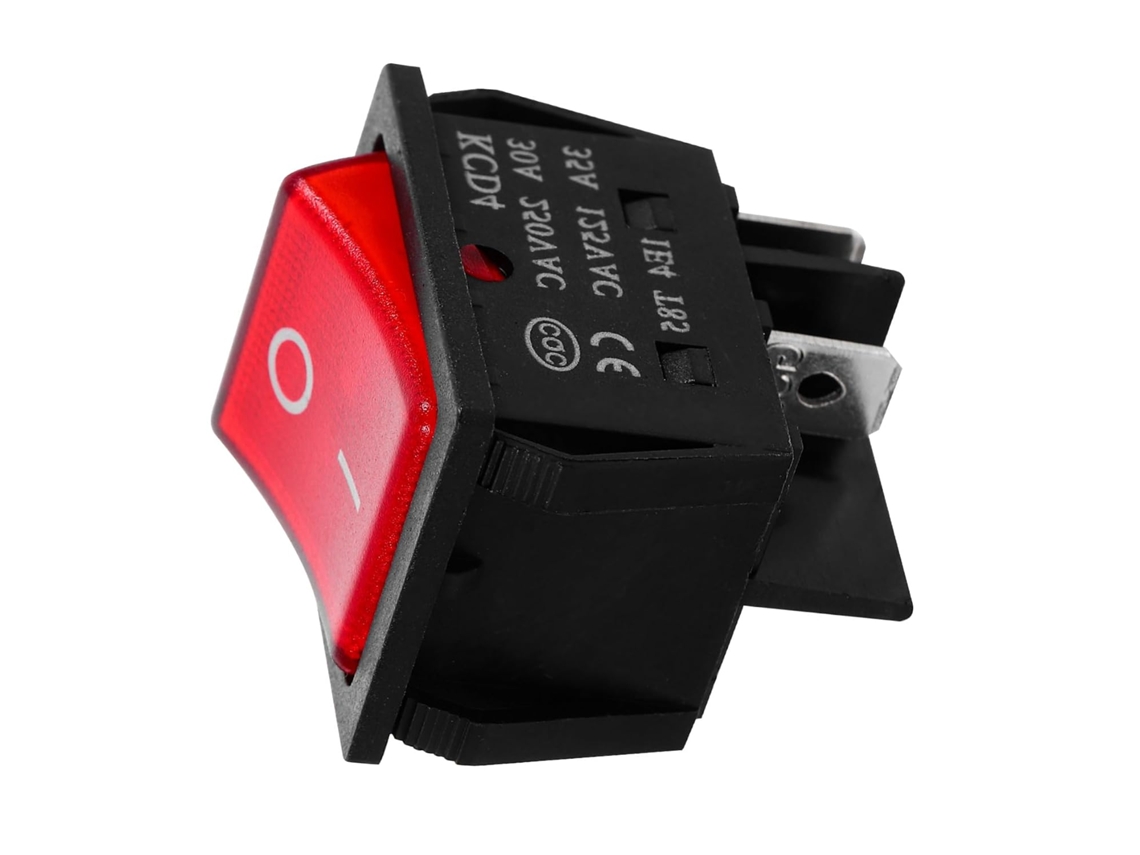 Interruptor Basculante Para Barco Com Led Vermelho, 4 Pinos, Plástico Sólido