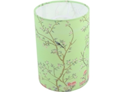 Abajur Vintage Chinês Em Tecido Estampado, Com Estrutura Em Tecido E Ferro.