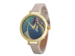Relógio Feminino Casual de Moda Zhoulianfa Quartzo Pulseira de Couro Amarelo Claro