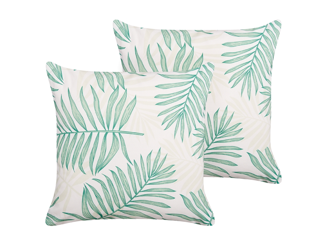 Conjunto De 2 Almofadas De Exterior Beliani Poggio De Poliéster Verde 45x45x10