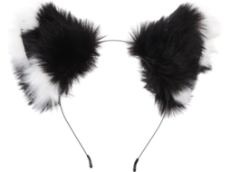 Tiara Com Orelhas De Gato E Raposa, Pelúcia Para Cosplay, Preto E Branco, Macia, Para Festas.