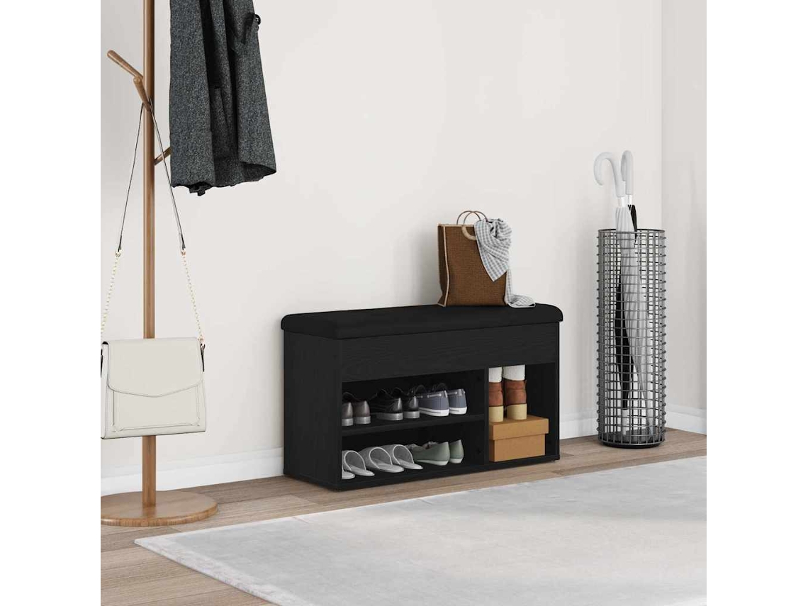 Vidaxl Banco Para Sapatos Preto 80 X 30 X 45 Cm Derivados De Madeira