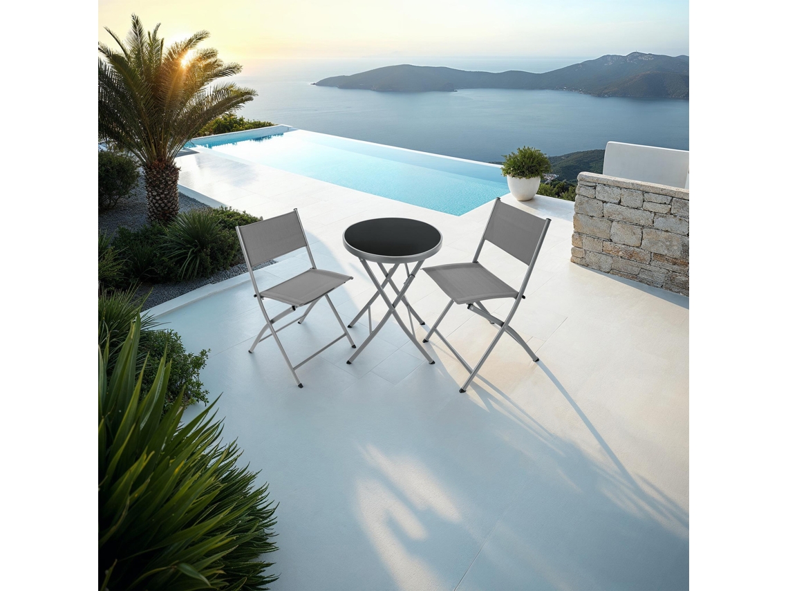 Conjunto de Jardim TECTAKE Düsseldorf (Cinzento - Aço - 45.5x58x81 cm)
