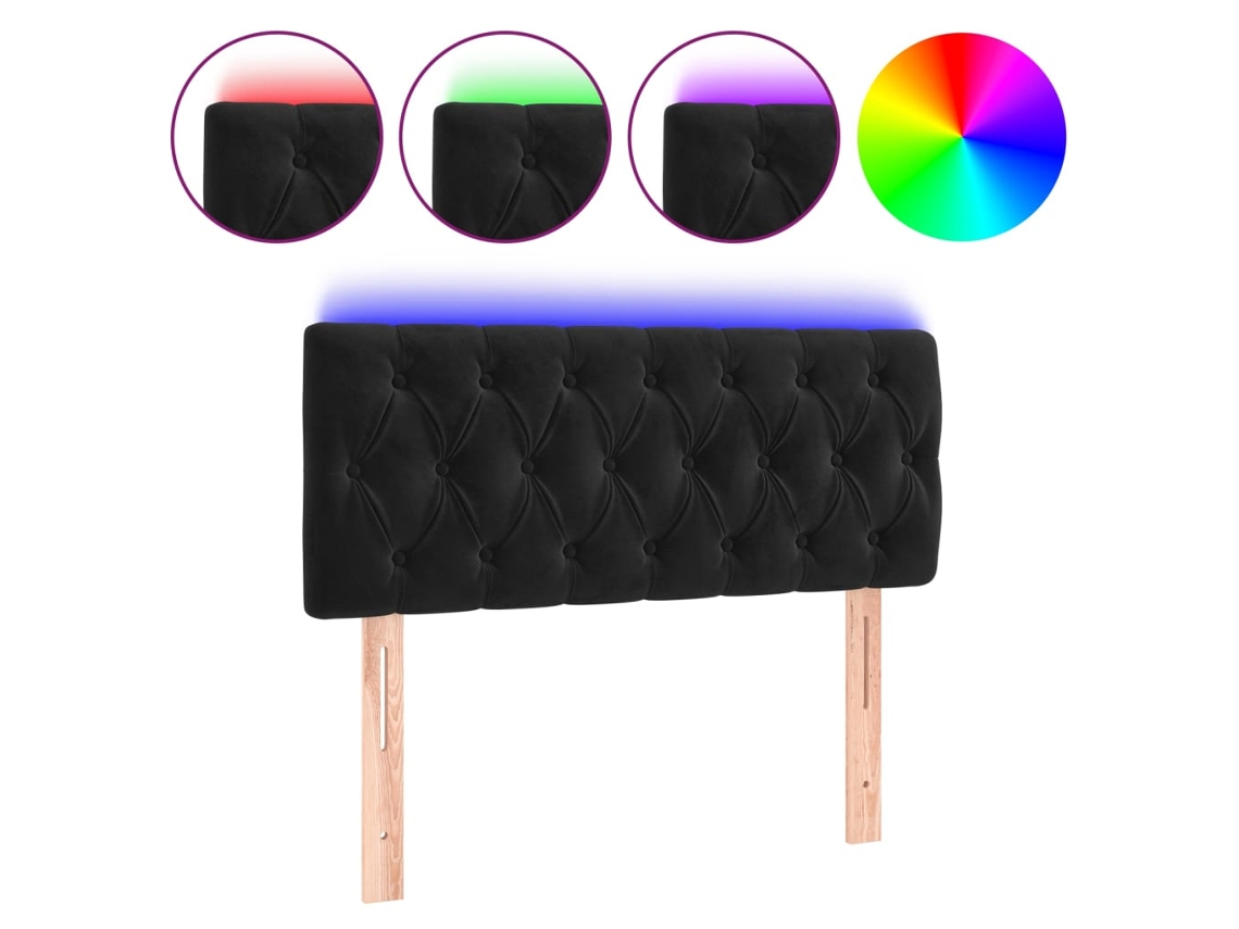 Led Headboard, Led Headboards Vidaxl Preto Veludo (90 X 7 X 78/88 Cm)