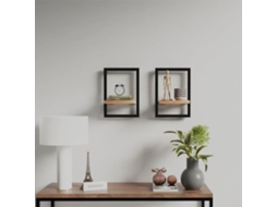 Vidaxl Prateleiras De Parede 2 Pcs 25x25x35 Cm Acácia Maciça E Aço