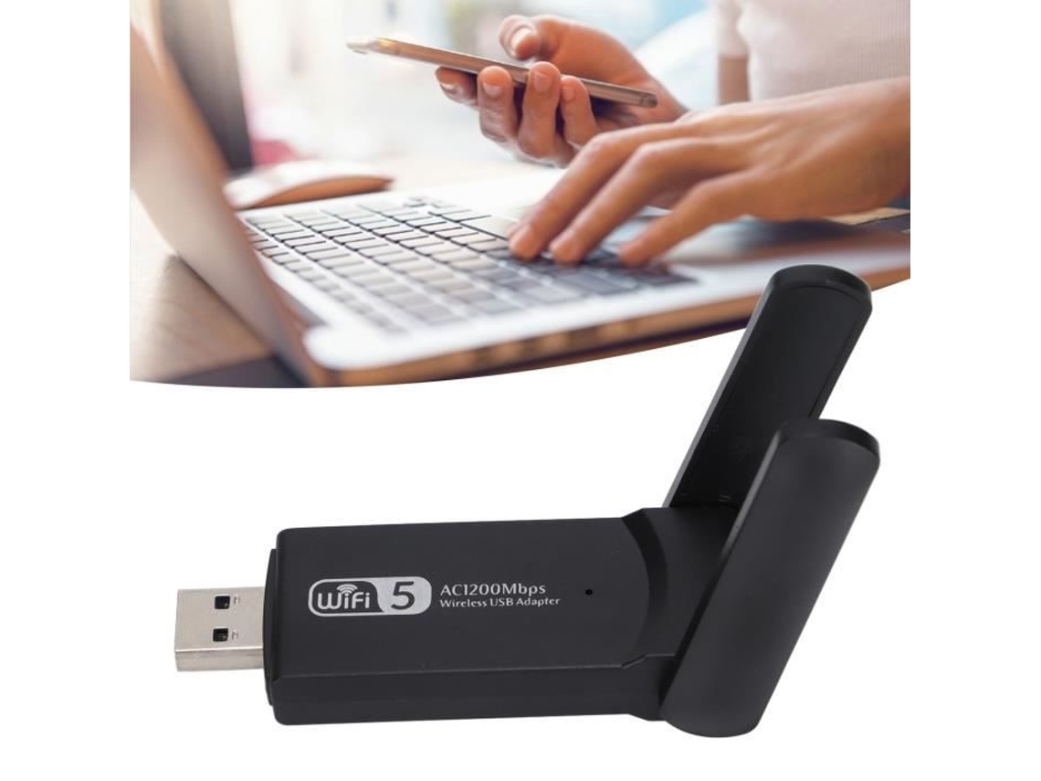 HURRISE Placa de Rede com Fio Usb de Banda Dupla 1200M 2.4G 5G Adaptador Wifi Usb