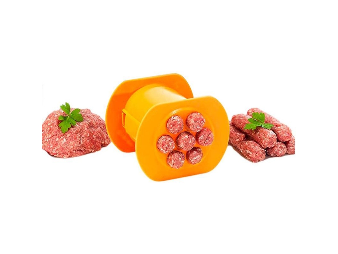 Prensa manual para linguiça, 7 em 1, feita de polipropileno de qualidade alimentar, para cachorros-quentes e almôndegas, laranja.
