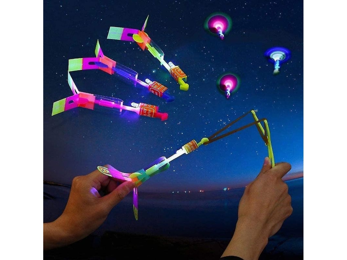 2026 10 Peças Brinquedo Helicóptero Foguete com Led Arco Elástico para Festas e Presentes
