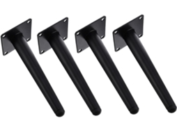 Conjunto De 4 Pés Ferro Preto Para Armário Apoio Elegantes E Resistentes Sofá, Design Cônico Oblíquo Pés Para Móveis De