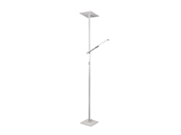 Ideal Luminária De Chão Led Metálica Branca H.180 Cm Fabas Luce 2 Luminárias De 40w E 8w Com Led 3000k Integrado