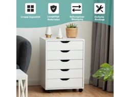 Armário de Arquivo Móvel com 5 Gavetas, Branco, 48x39,5x65,5 Cm NORTHIX