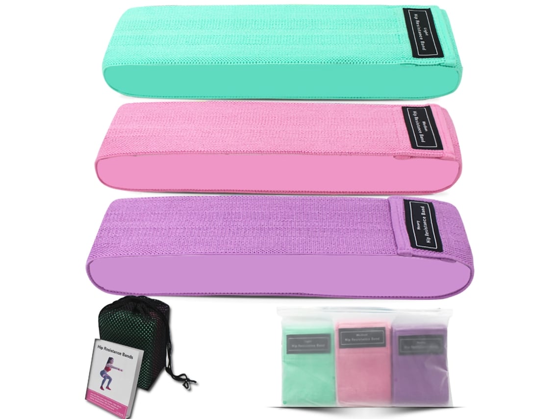 Cintas de Resistência de Tela para Yoga, Antiderrapantes para Agachamentos e Glúteos, Verde Rosa Roxo S/MARCA