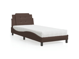 Cama Com Colchão 80x200 Cm Couro Artificial Castanho