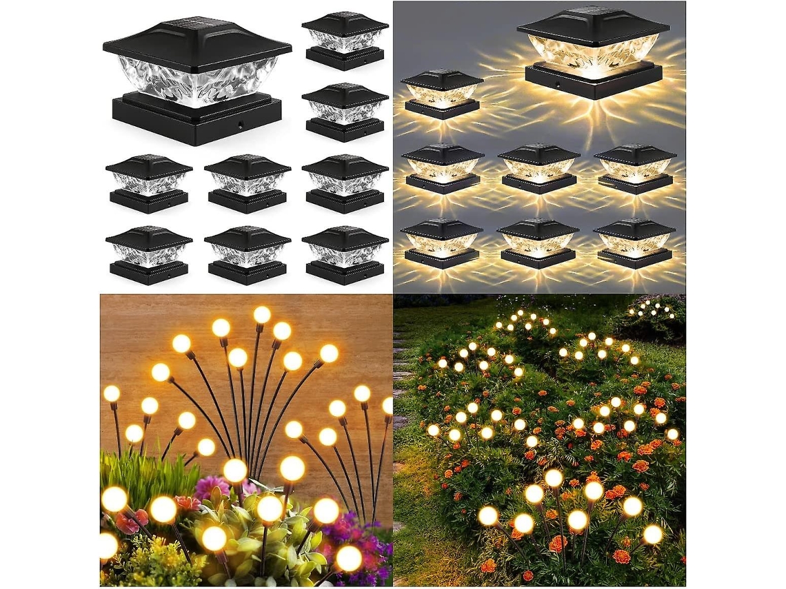 Pacote Com 8 Luzes De Poste De Cerca Movidas A Energia Solar Pacote Com 4 Luzes De Vaga Lume Movidas A Energia Solar Para Áreas Aquaforge