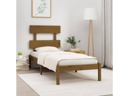 Estrutura De Cama 100x200 Cm Madeira Maciça Castanho Mel