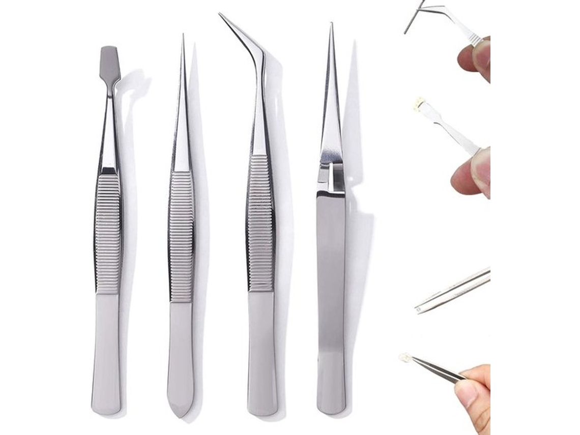 Conjunto De 4 Pinças De Aço Inoxidável