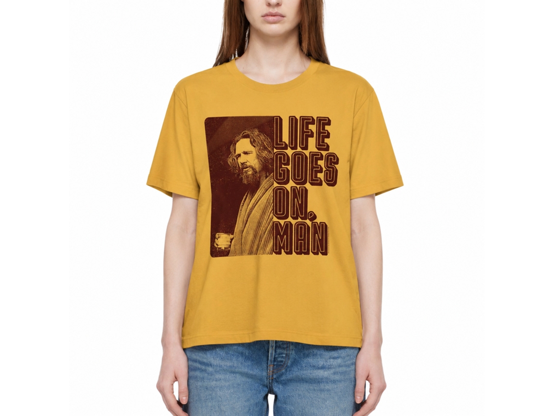 Rockinstone The Big Lebowski Life Goes On Man Solid Ginger Adult T-shirt Size:m