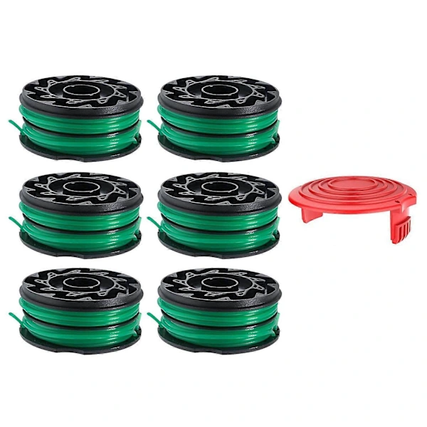 Compatível com Black+decker Df 080 bkp Rs0011 Kit com 6 Carretéis de Fio e Tampas para Aparador de Grama AQUAFORGE