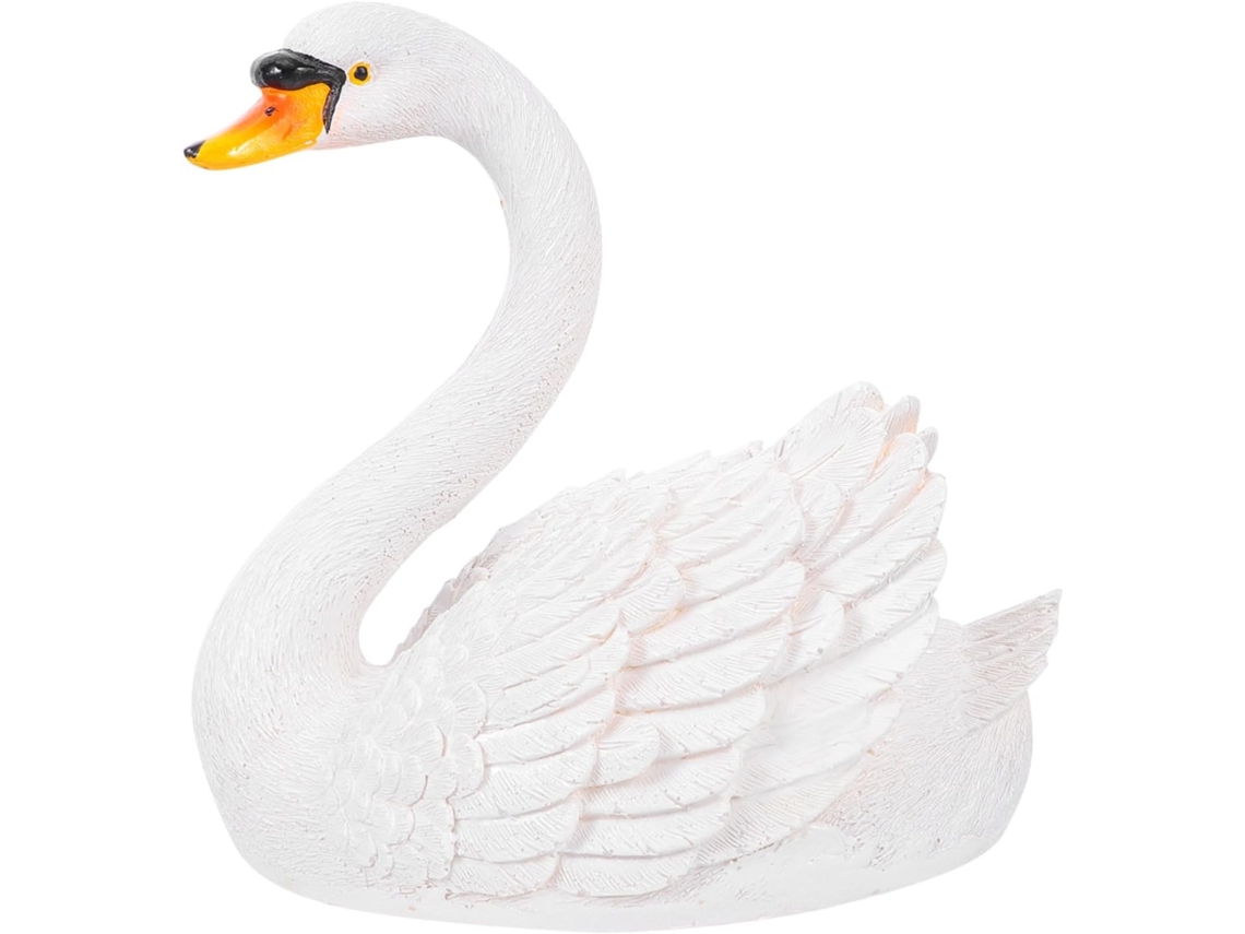 Estátua Flutuante de Cisne Feita de Resina Natural. Decoração de Jardim Às Intempéries para Lago e Piscina. Figura CHABERLU