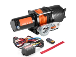 Guincho Elétrico para Atv Utv Capacidade de Reboque 2041 Kg 12 V Dc Corda Sintética Fios Φ0,6x1188,7 Cm Controle Remoto Sem Fio e por Cabo Impermeável