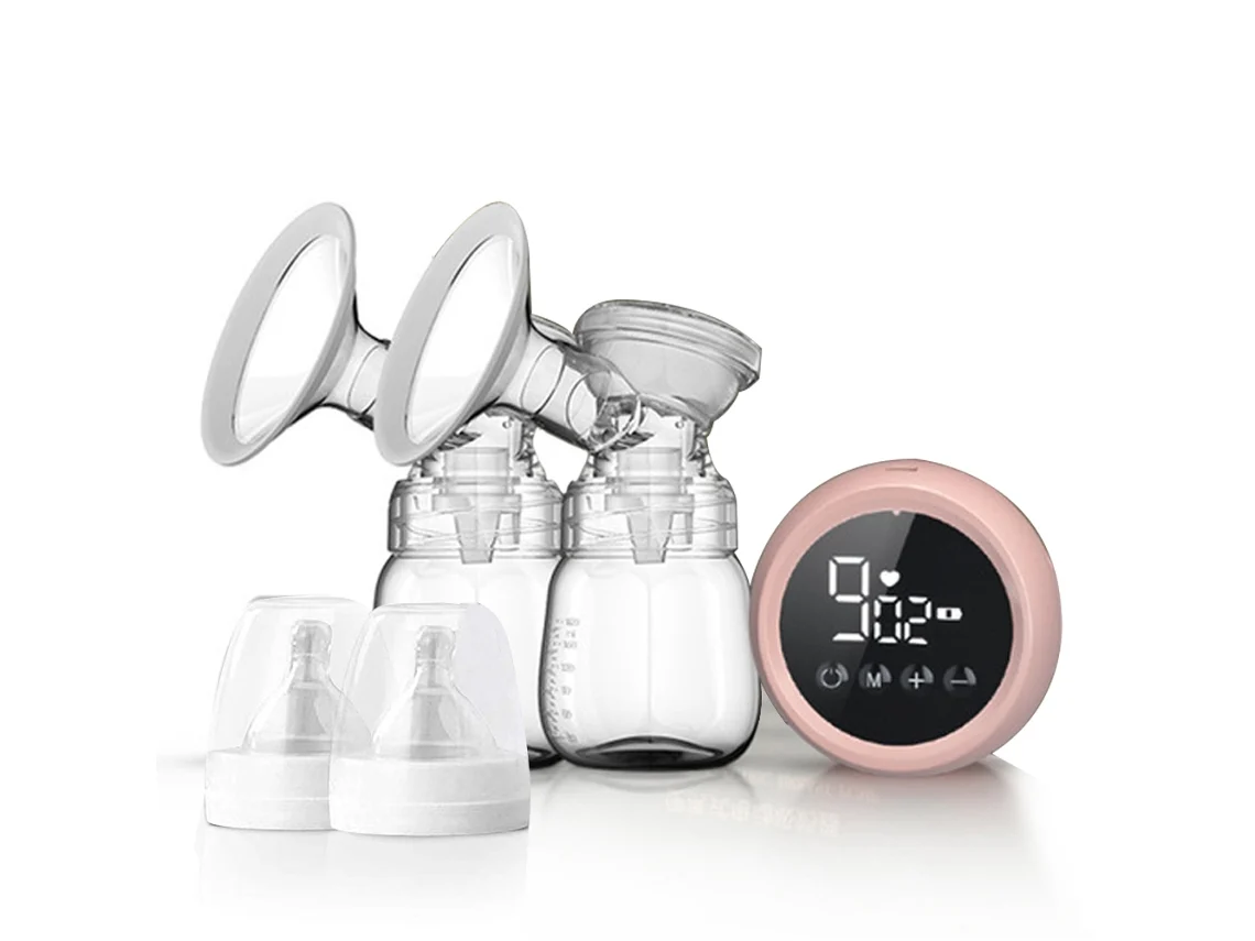 Tirador De Leite Elétrico Duplo Sem Dor, Botão Contínuo, Ecrã Led Hd, Alta Sucção, Recarregável, Sem Bpa