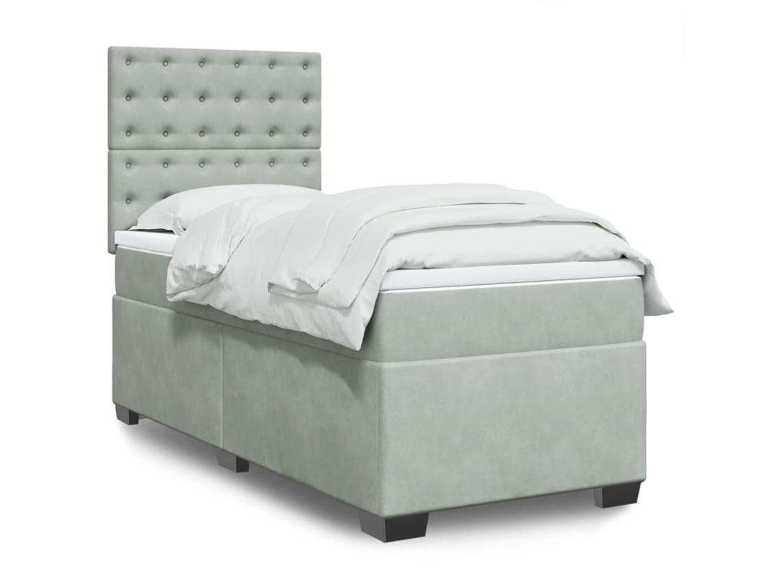Vidaxl Cama Com Molas/colchão 90x200 Cm Veludo Cinza-claro