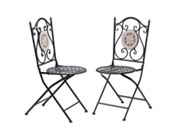 Conjunto De 2 Cadeiras Dobráveis Aço E Mosaico Cor Preto 39x50x92,5 Cm Outsunny