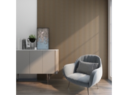8x Conjunto de painéis de parede de Vanga acústico em MDF e feltro 120 x 60 x 2 cm (5,76 m²) Limpa nogueira NEU.HOLZ
