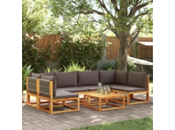Vidaxl Conjunto De Sofás De Jardim Vidaxl De 7 Peças Com Almofadas De Madeira De Acácia E Corda