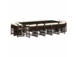 Conjunto de Jantar 15 Pcs para Jardim com Almofadões Vime Pe Castanho MAISON EXCLUSIVE (15 pcs)