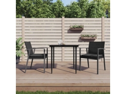 Vidaxl 3 Pcs Conjunto de Jantar P/ Jardim C/ Almofadões Vime Pe e Aço