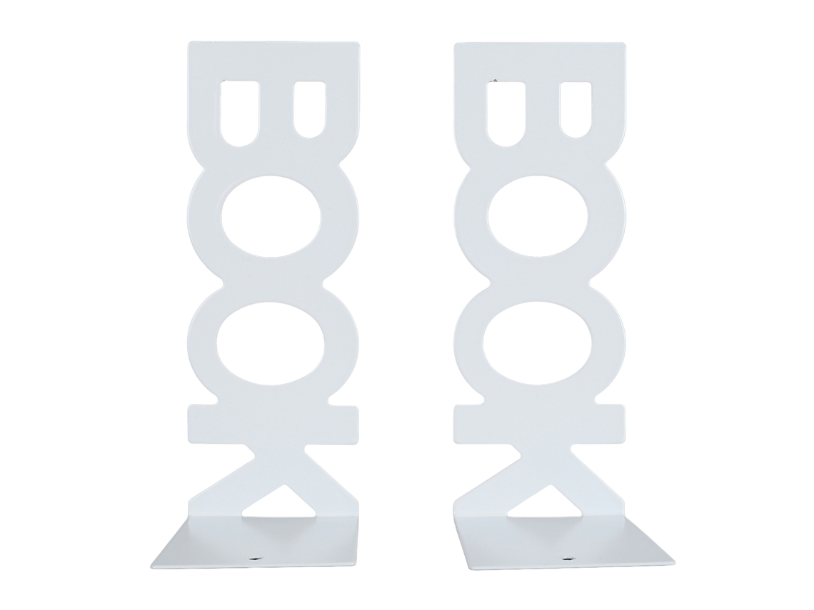 Soporte De Livros Decorativo Em Metal Anti-deslizante Para Escritório E Escola Branco
