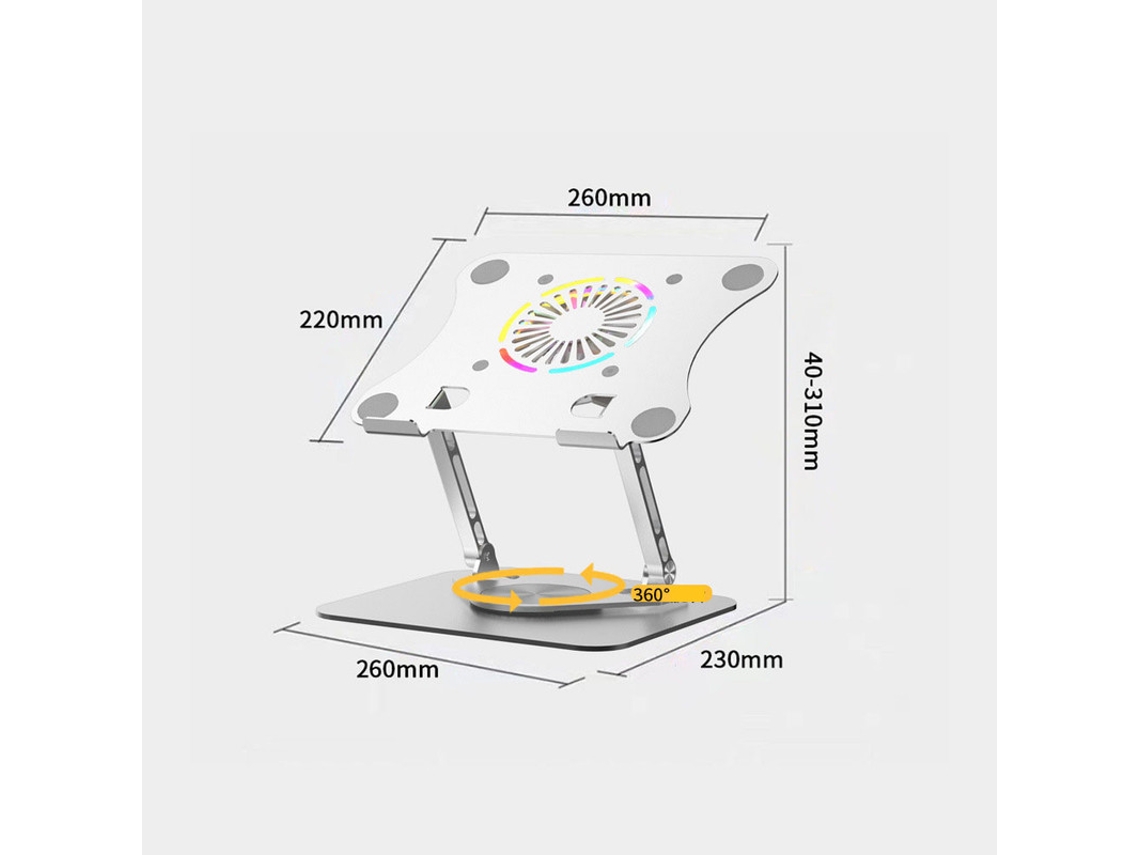 Suporte Para Laptop Em Liga De Alumínio Ajustável Em Altura, Dobrável, Giratório E Com Dissipação De Calor. Aquaforge