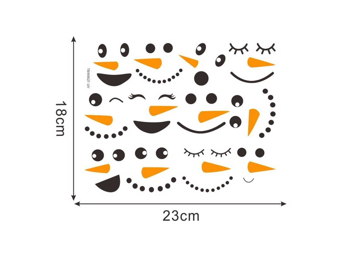 Kit Com 2 Adesivos De Parede Natalinos Com Bonecos De Neve E Expressões Faciais Para Decoração De Janelas. Faça Você Mesmo! Aquaforge