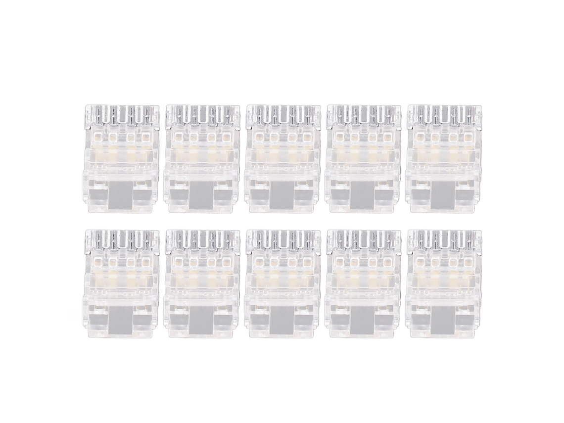 2026 10 Peças Conector de Cabo para Fita Led Cob 4pin 10mm Transparente Sem Solda Adaptador para Lar Escola Escritório
