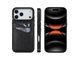 Capa Para Iphone 17 Pro Max - Couro Cor Lichia Com Compartimento Para Cartão