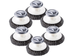 Conjunto De 6 Escovas Para Limpeza Louças E Utensílios Cozinha, Cabo Ergonômico, Em Aço Inoxidável