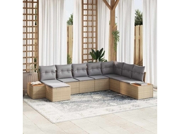 Vidaxl Conjunto De Sofá De Jardim 8 Unid. Bege Rattan Sintético