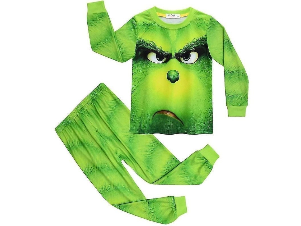 2026 conjunto de Pijamas Infantil com Estampa de Grinch Natal para Crianças 4 9 Anos Meninos Meninas Presente
