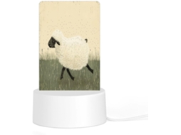 Luminária noturna de acrílico com base e plugue de plástico, com a imagem de uma coruja selvagem, ideal para o quarto.
