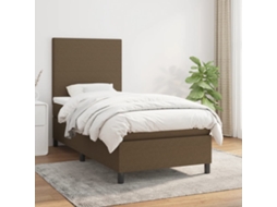 Vidaxl Cama Com Molas/colchão 90x190 Cm Tecido Castanho-escuro