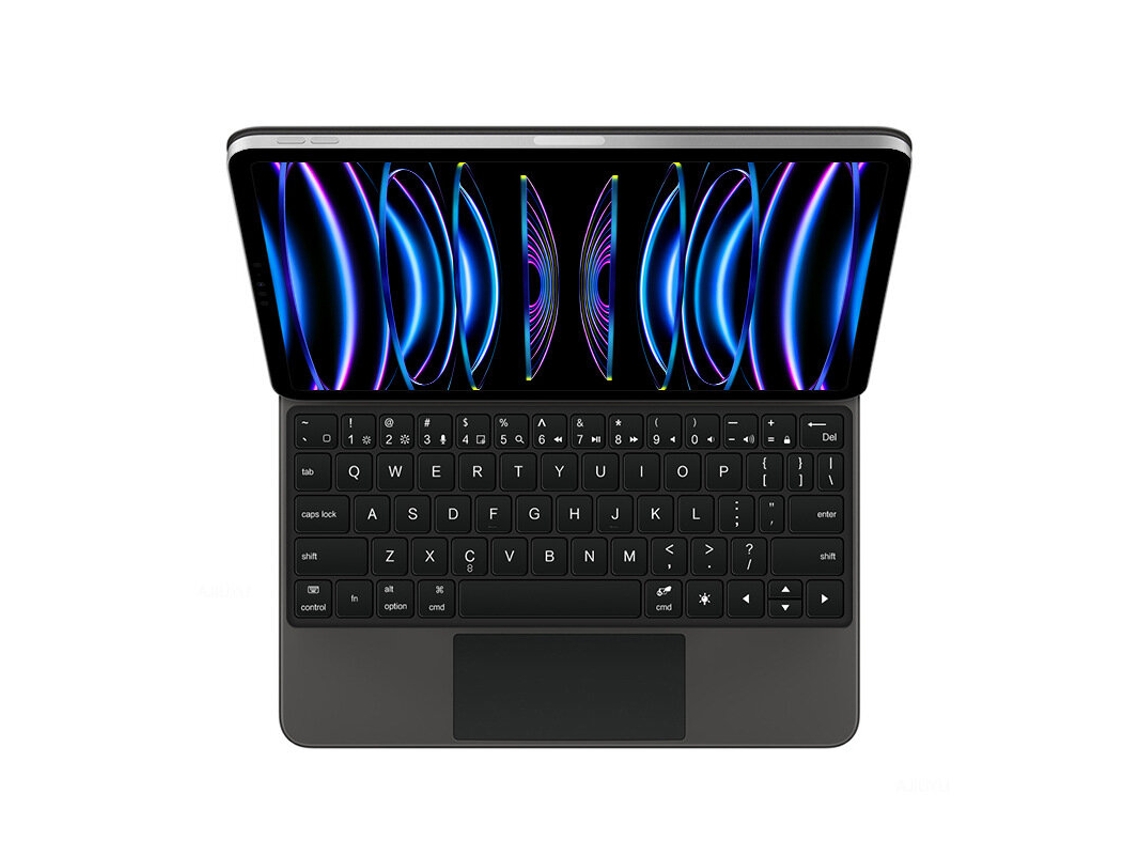 Capa protetora MDUG com teclado e touchpad para tablet em português e vários outros idiomas.