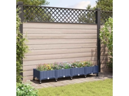 Vidaxl Vaso De Jardim Com Rodas Cinza Azul 160 X 40 X 33 Cm Pp